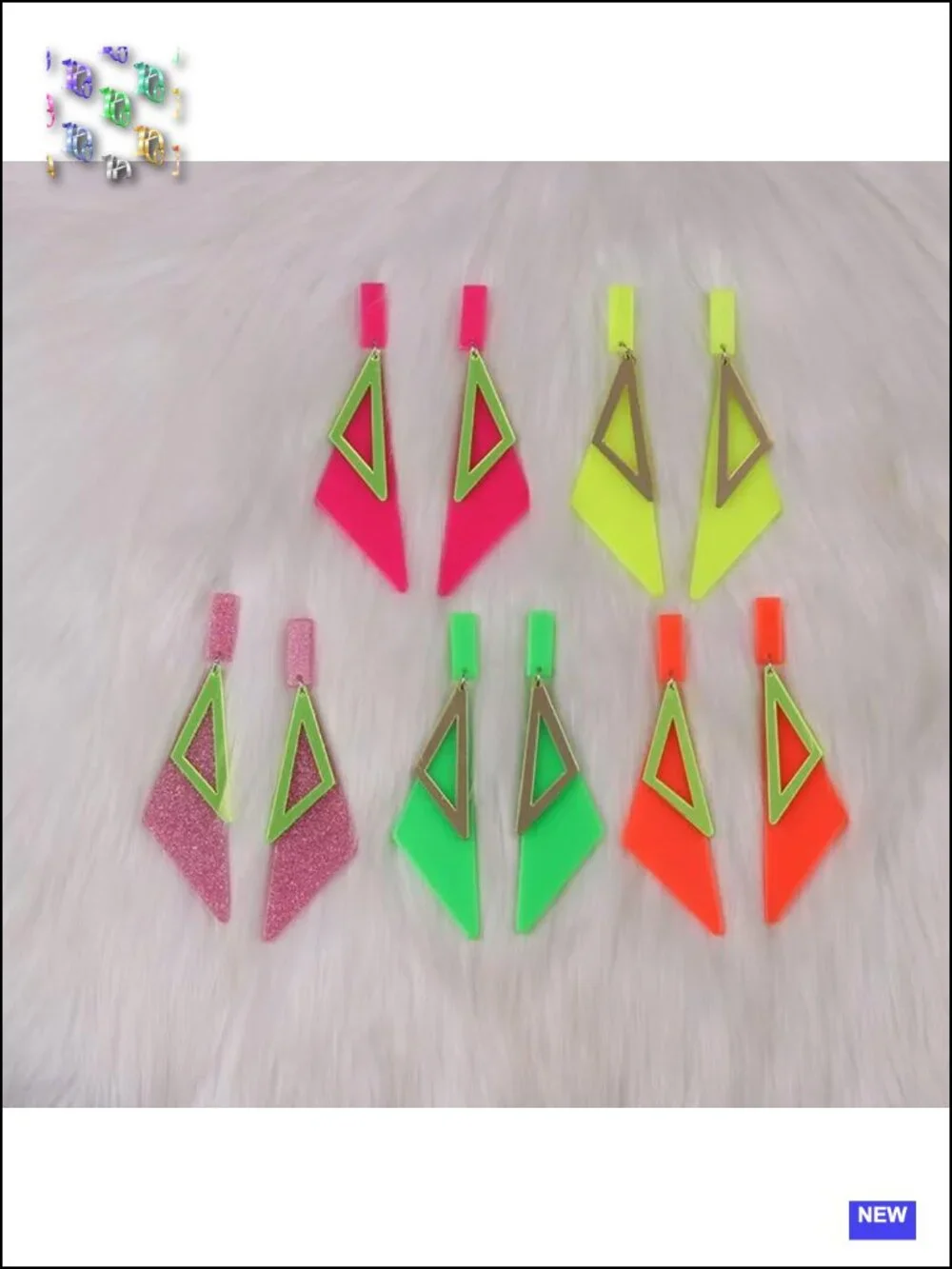 Geometric Acrylic Dangle Earrings with Alloy Posts Retro 80s Party